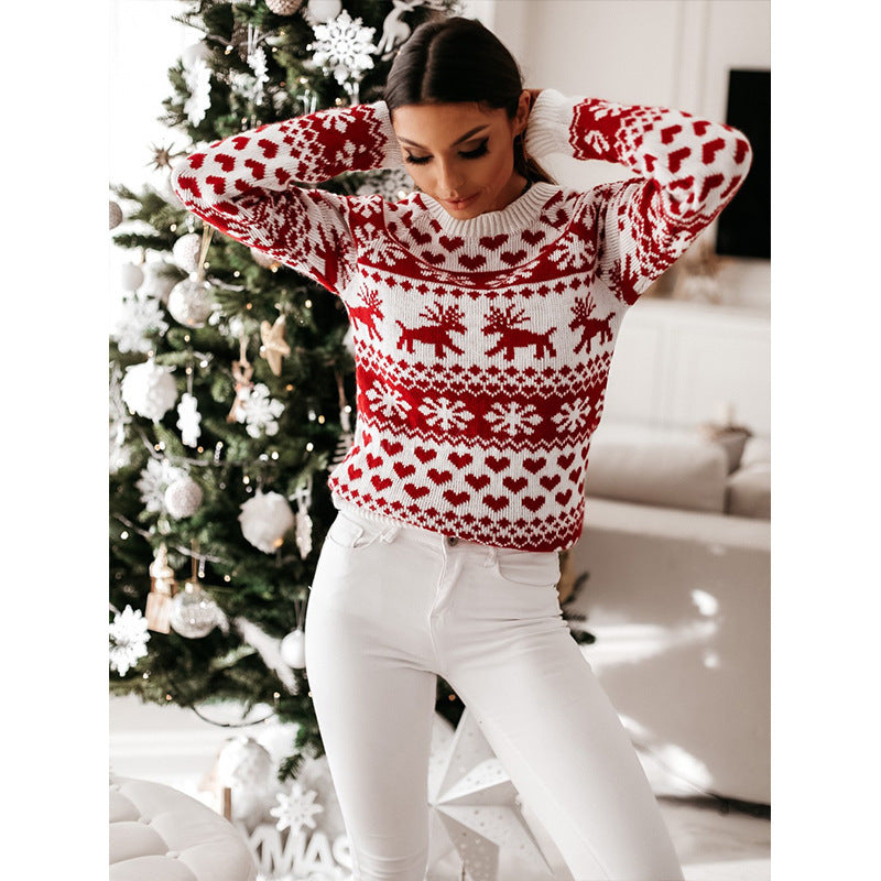 Christmas Elk Long Sleeve Knitted Sweater